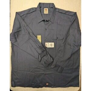 Dickies Flex 2XL Mens Long Sleeve Work Shirt Dark Navy 11574DN Button New NWT